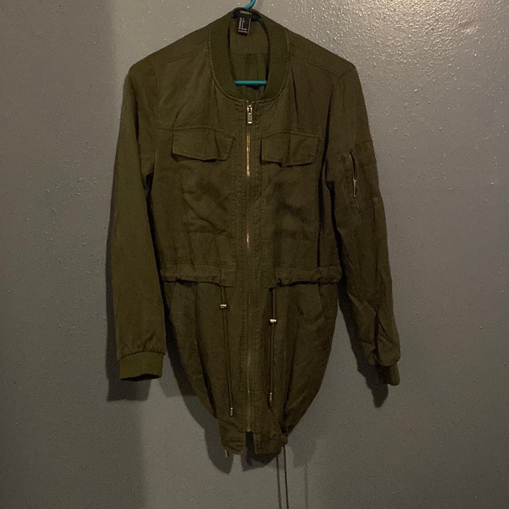 Forever 21, Hunter green long fall jacket. Size small but it fits well on M.